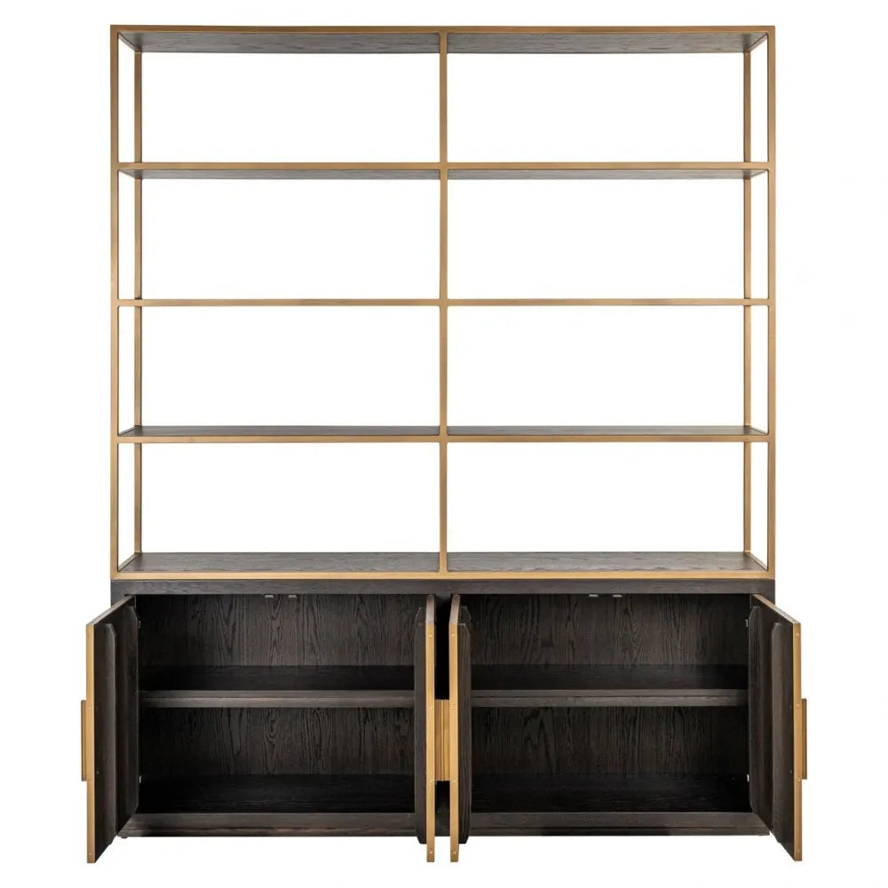 Biblioteca din Lemn de stejar/Metal Maro/Alama si Lemn de stejar Maro L180xH220cm Carter Richmond interiors