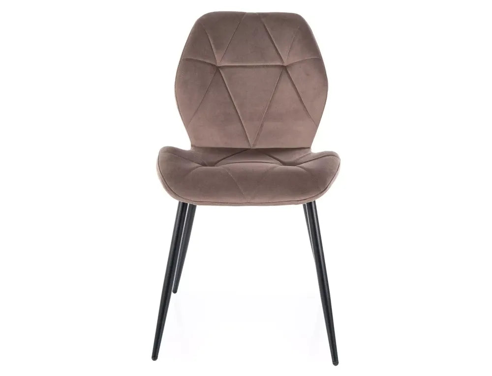 Set 2 scaune din Catifea Maro cappuccino si Metal Negru Hx86Lx48xA56cm Rick