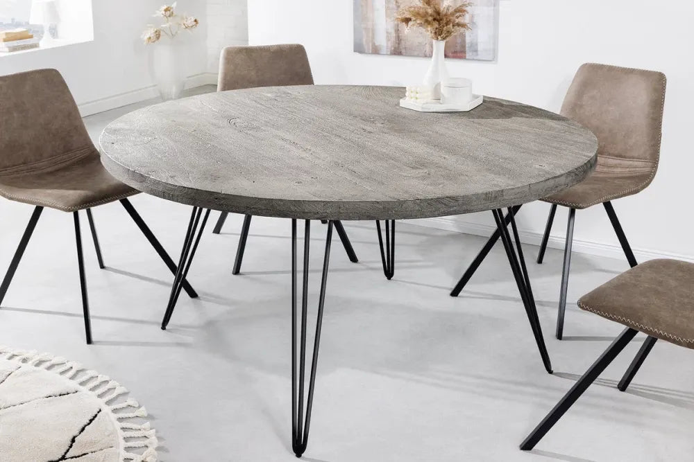 Masa rotunda din Lemn de mango Gri si Metal Negru D120xH76cm Scorpion