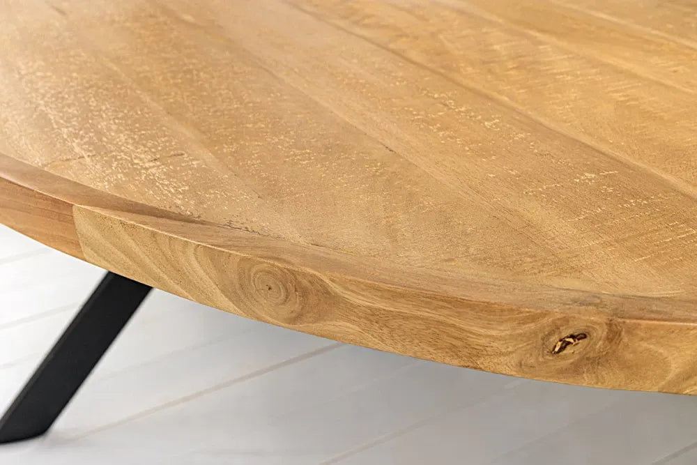 Masa ovala din Lemn de mango Maro si Metal Negru L240xH76cm Galaxie