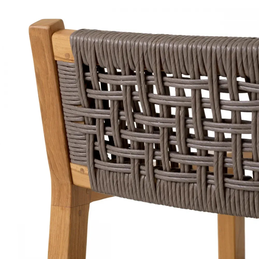 Set 2 scaune de exterior din Lemn de tec Maro si Polietilena Gri H82xL58xA60cm Cancun Eichholtz