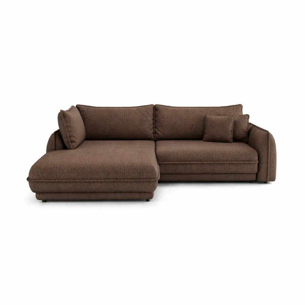 Coltar extensibil din catifea maro Ella II L280x190cm