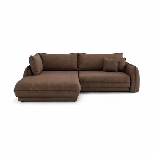 Coltar extensibil din catifea maro Ella II L280x190cm