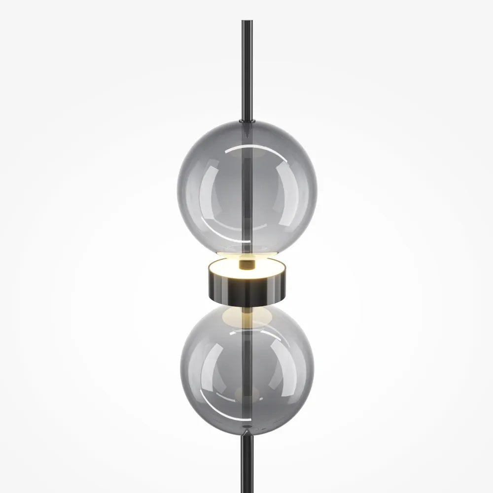 Lampa de podea din Metal Negru si Sticla Fumuriu H146xD16cm Double Moon