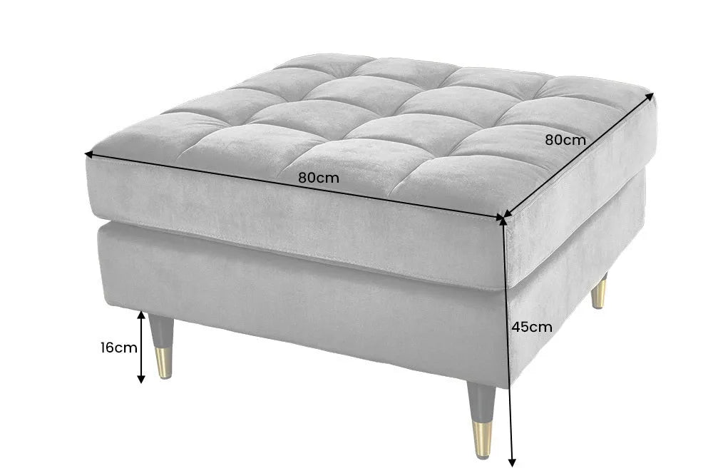 Puf din Lemn/Metal Negru/Auriu si Catifea Galben H45xL80cm Cozy