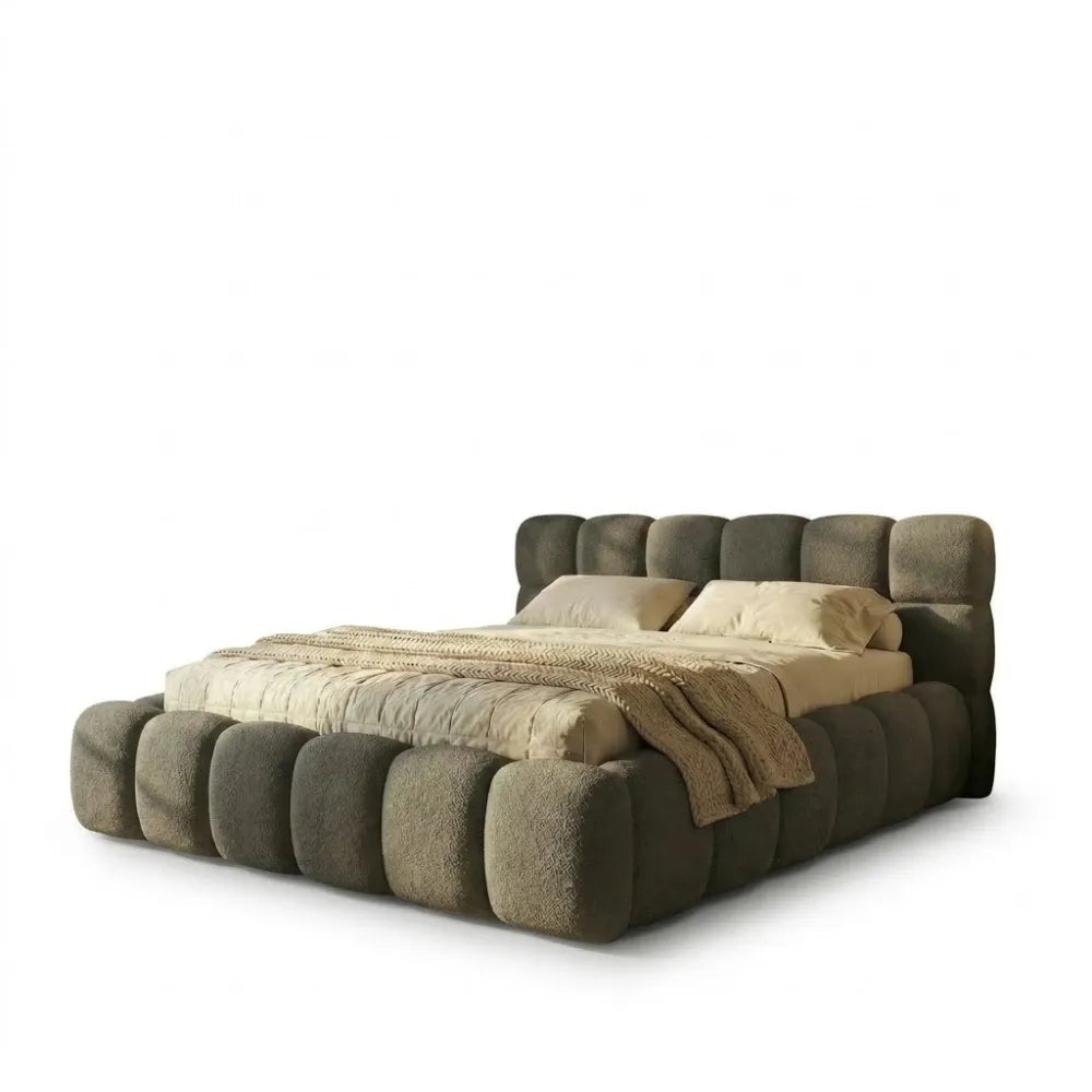 Pat tapitat cu material boucle Gri 180 x 200 Boston slim