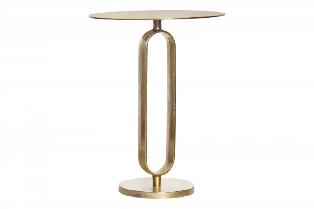 Masuta laterala Rotunda din Metal Auriu D45xH60cm Elegance