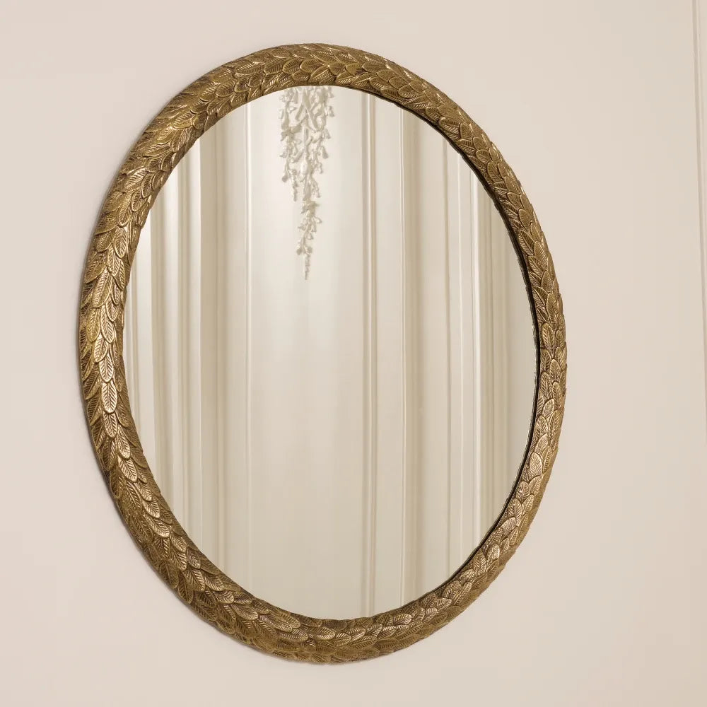 Oglinda cu rama din Metal/MDF Alama D91cm Soave Eichholtz