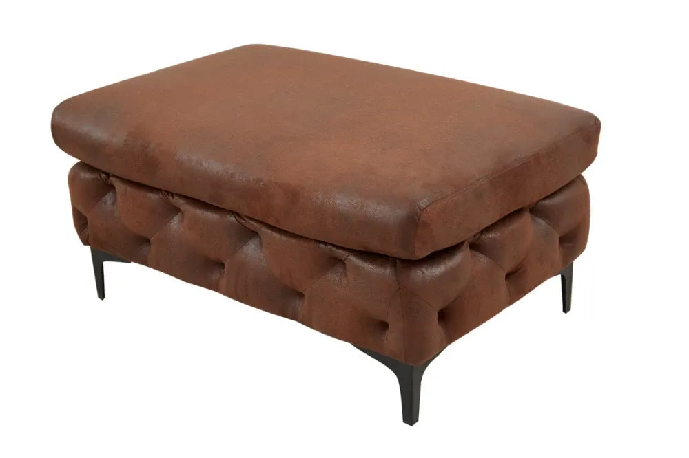 Puf din Metal Negru si Microfibra Maro H45xL90cm Modern Barock