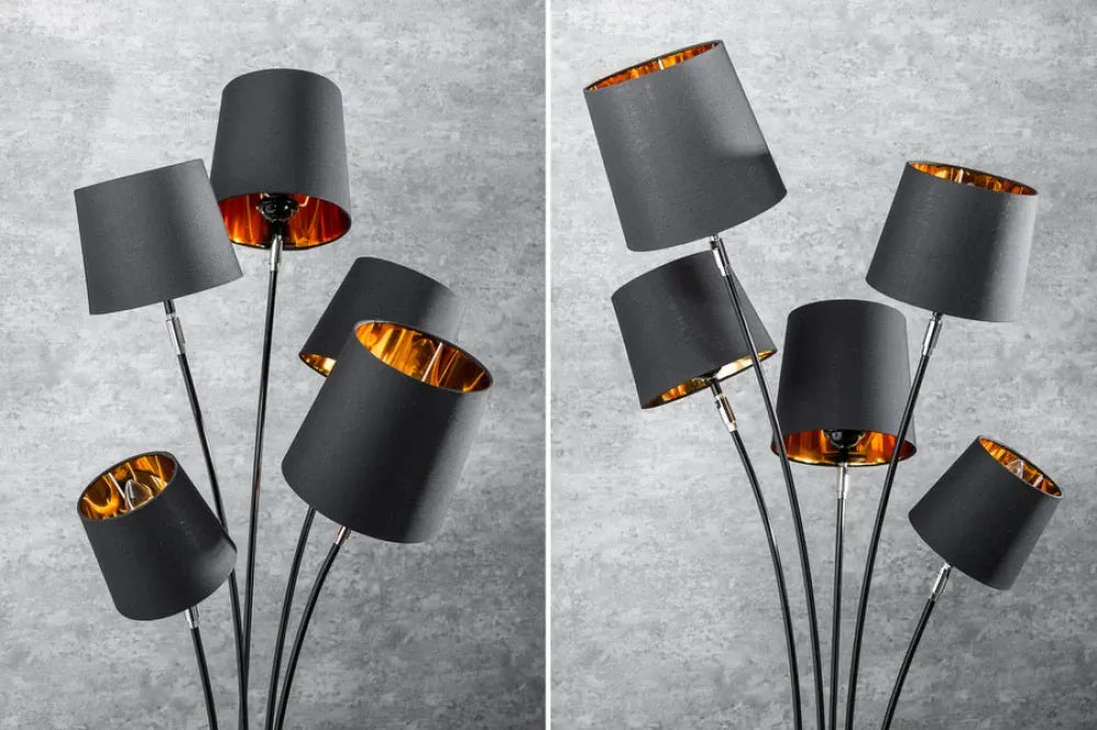 Lampa de podea din Metal Negru/Argintiu si Textil Negru L60xH178cm LEVELS