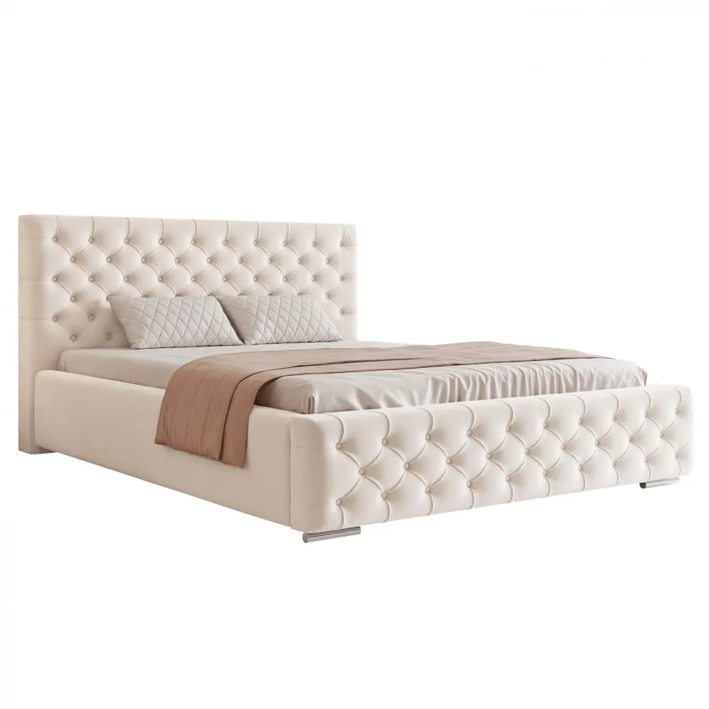 Pat 120 x 200 tapitat cu Catifea Magic velvet Ivory Lora