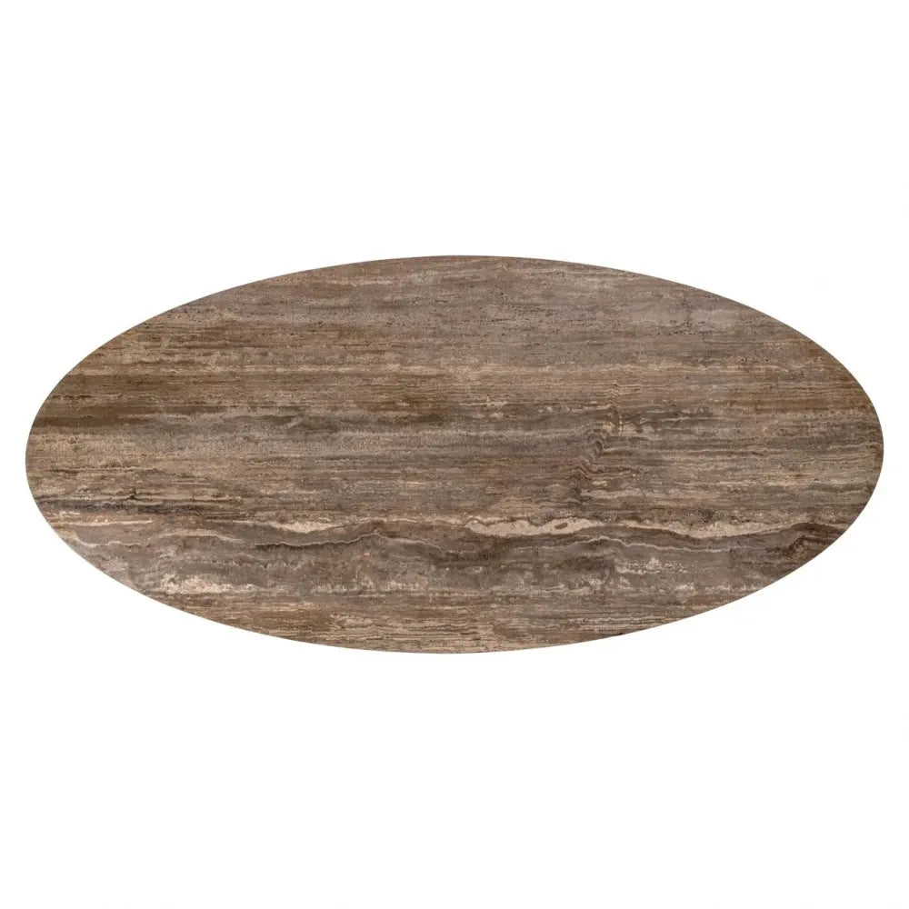 Masa ovala din Aluminiu Negru/Alama si Travertin Maro L235xH76cm Russo Richmond interiors