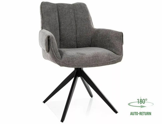 Set 2 Scaune rotative din Stofa Gri si Metal Negru H86xL62xA62cm Gio
