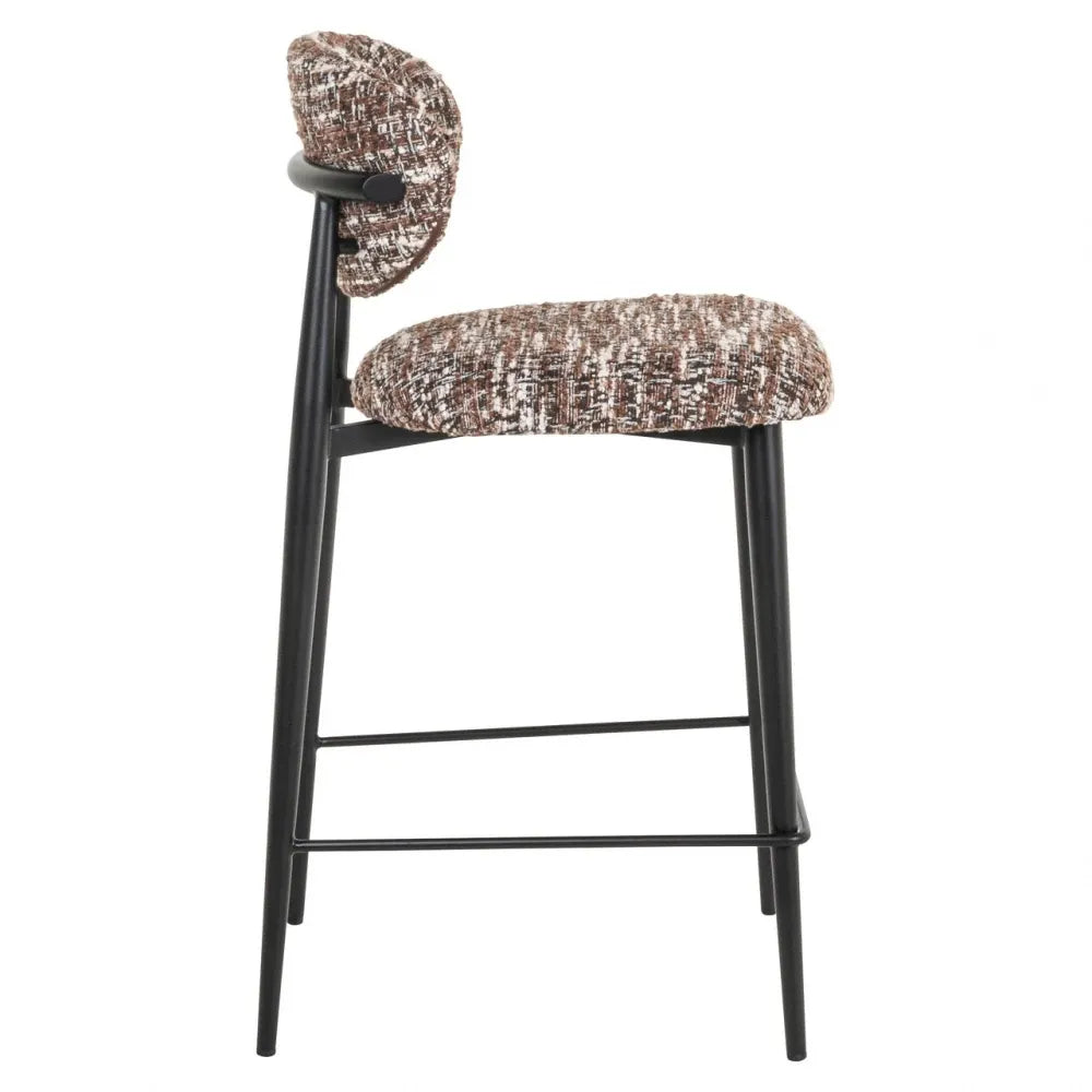 Scaun de insula din Stofa Maro si Metal Negru L46xH95cm Dantes Richmond interiors