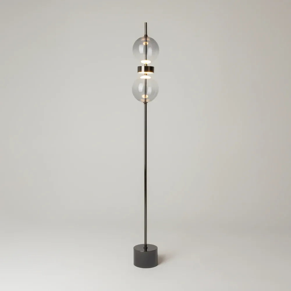 Lampa de podea din Metal Negru si Sticla Fumuriu H146xD16cm Double Moon