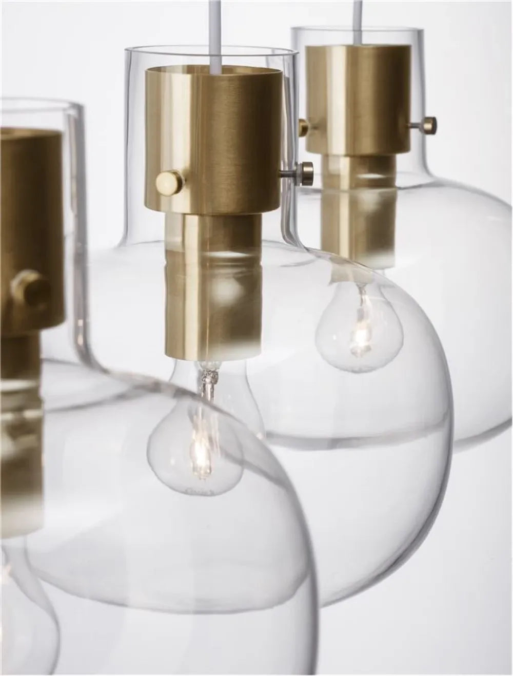 Lustra structura din Metal Alama si abajur din Sticla Transparent H175xL86cm IP20 CINZIA