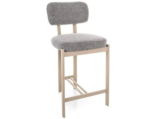 Scaun de insula din Stofa Gri si Metal Bej H92xL45xA49cm Misaki