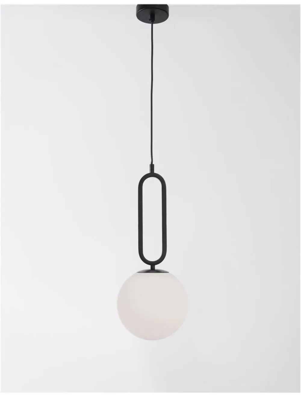 Pendul structura din Metal Negru si abajur din Sticla Alb H120xL20cm IP20 GRUS