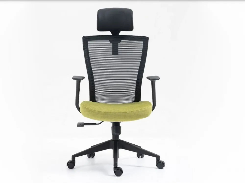 Scaun de birou cu inaltime reglabila tapitat cu Stofa/plasa Verde cu picioare din Plastic Negru H117-136xL62xA48cm Q-328H