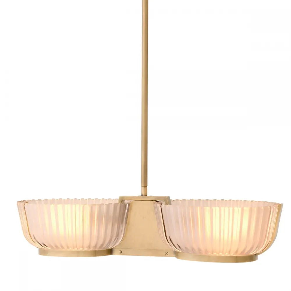 Lustra din Metal Alama si Sticla mata Alb H142.5xL67.5cm Artos Double Eichholtz