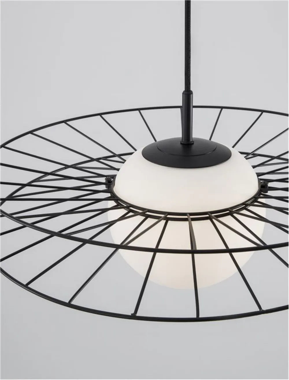 Pendul structura din Metal Negru si abajur din Sticla Alb H150xL45cm IP20 ELLERY