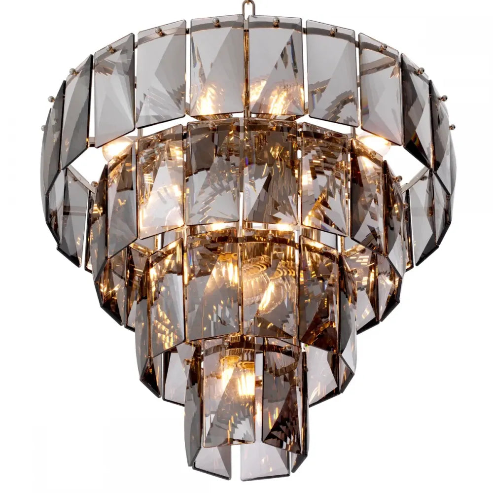 Candelabru din Metal Argintiu si Cristal Fumuriu H65xD60cm Amazone S Eichholtz