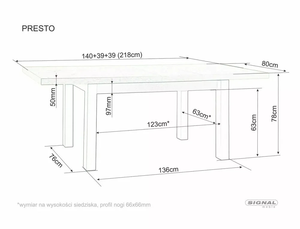 Masa extensibila din PAL Maro/Negru L140-218xH78cm Presto