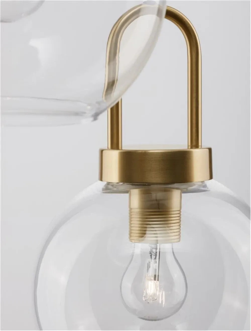 Candelabru structura din Metal Alama si abajur din Sticla Transparent H150xL30cm IP20 IRVINE