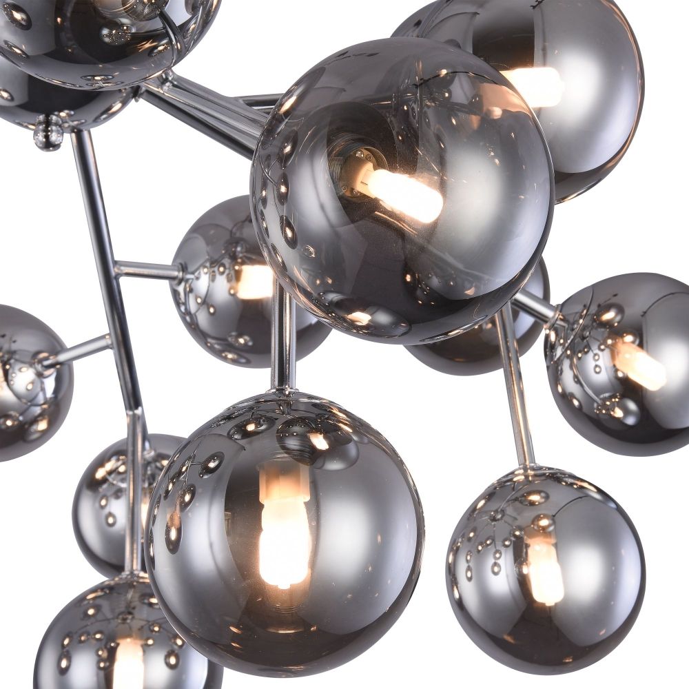 Candelabru Rotund din Metal si Sticla Argintiu/Negru Dallas D75xH25cm