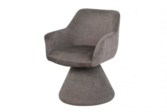 Scaun pivotant din Catifea Gri Stone si Metal/Lemn Hx79Lx61xA62cm Ambiento