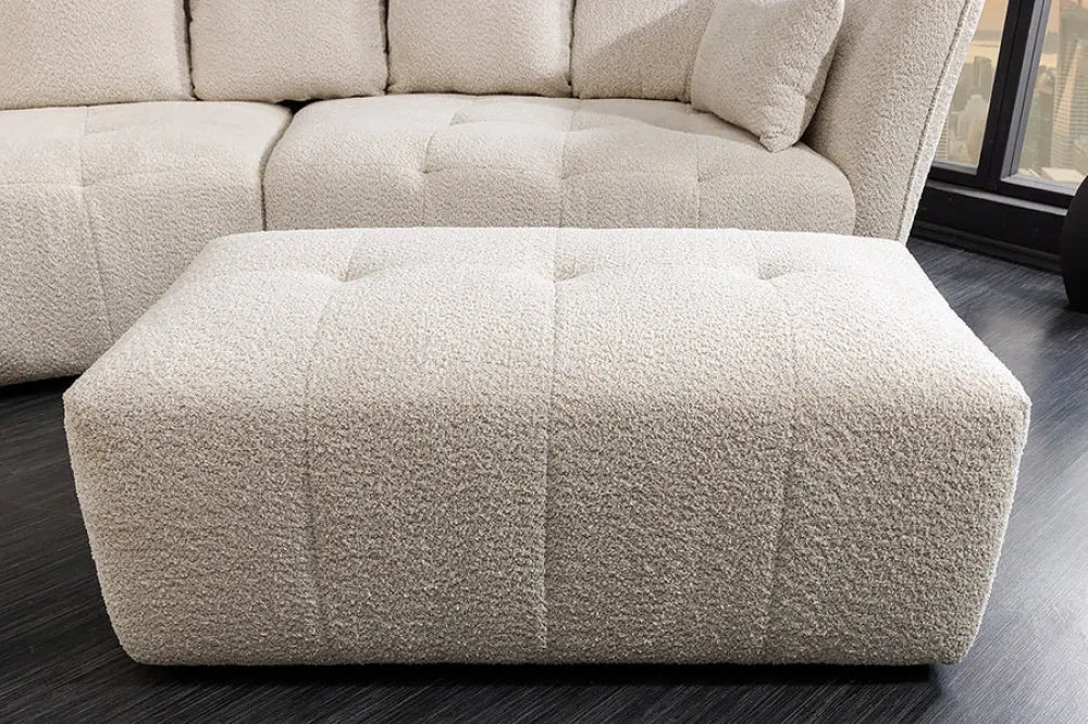 Puf tapitat cu Stofa boucle Bej sampanie L118xH44cm ROYAL