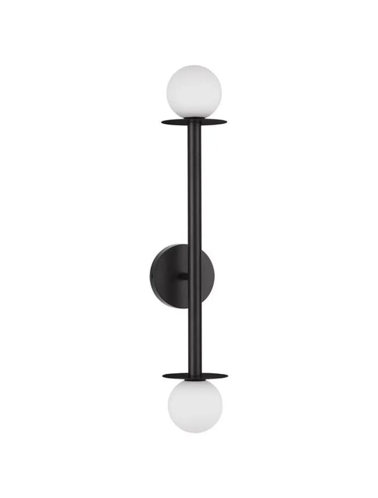 Aplica de perete structura din Metal Negru si abajur din Sticla Alb H67xL12cm IP20 PIELO