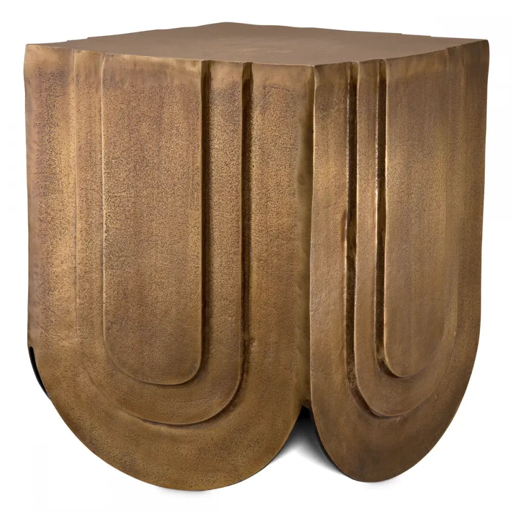 Masuta laterala Patrata din Aluminiu Alama antichizata L44.5xl44.5cm Gubbio Eichholtz