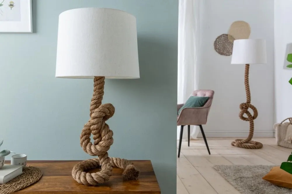 Veioza din Abaca Maro si Textil Crem H80xD40cm Seven Seas