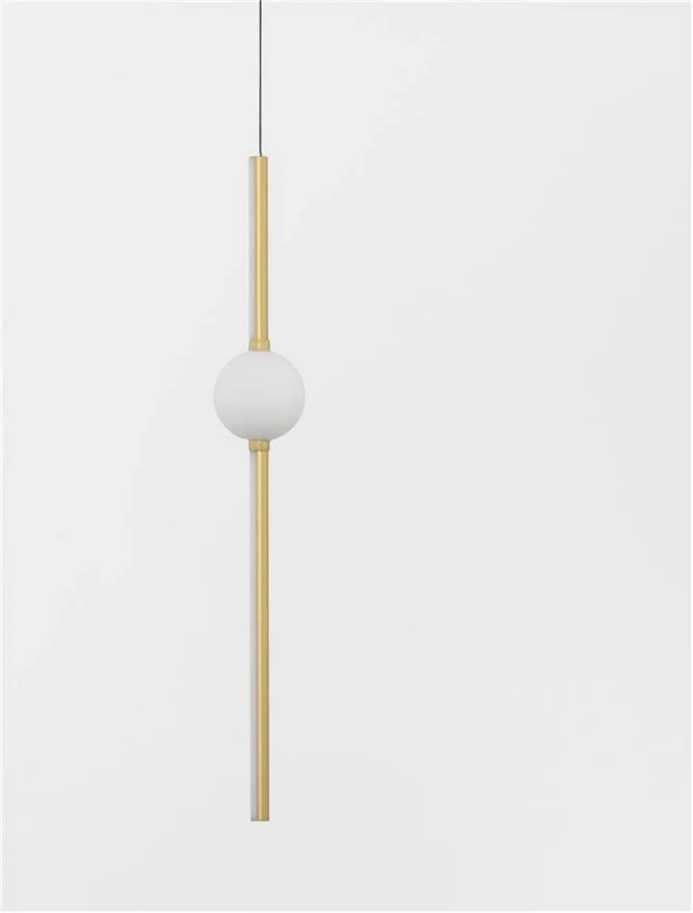 Pendul structura din Aluminiu Negru/Auriu si abajur din Sticla Alb H120xL10.5cm IP20 13W 1130lm 3000k ACROBAT