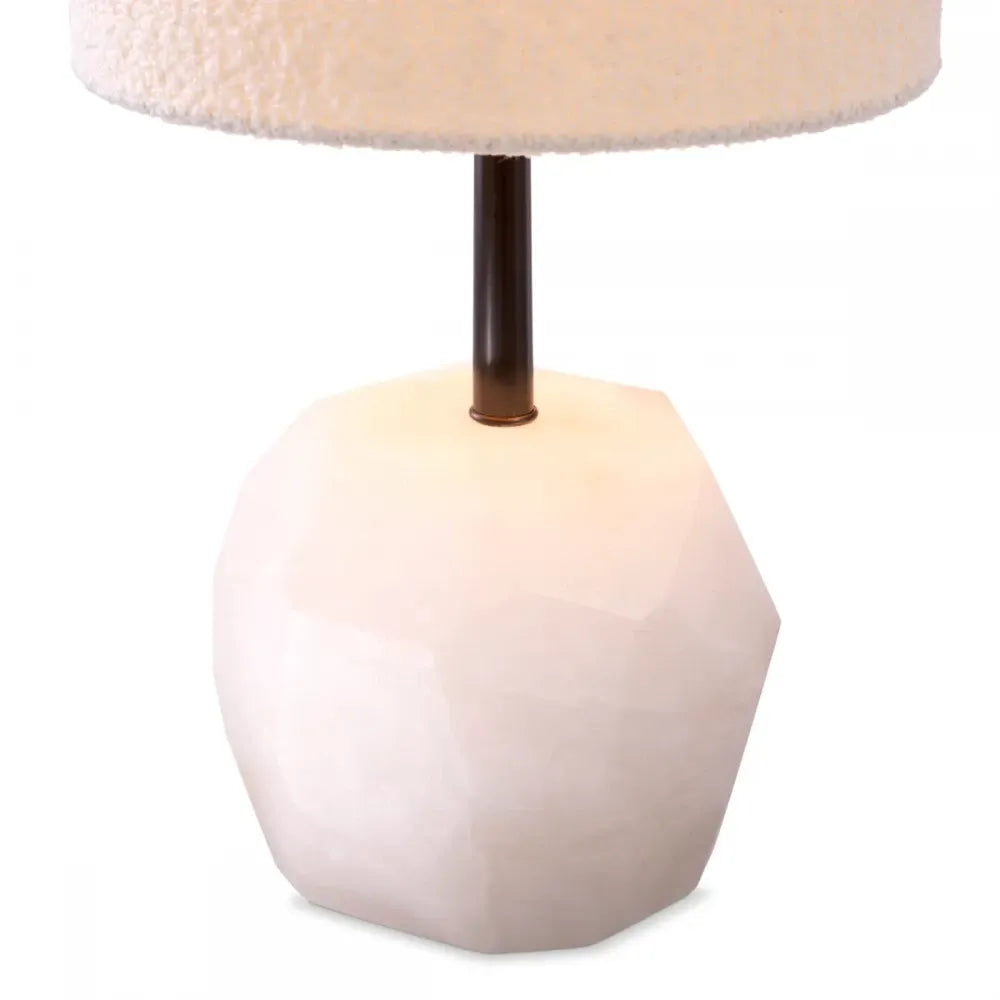 Veioza din Metal/Alabastru Bronz/Alb si Stofa boucle Alb H58xD25cm Cahaba  Eichholtz