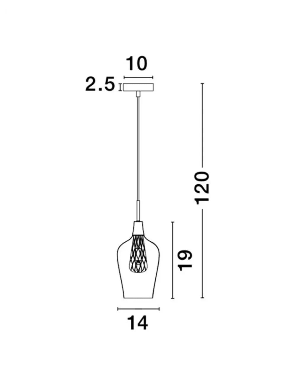 Pendul structura din Aluminiu Argintiu si abajur din Sticla Transparent H120xL14cm IP20 FILO