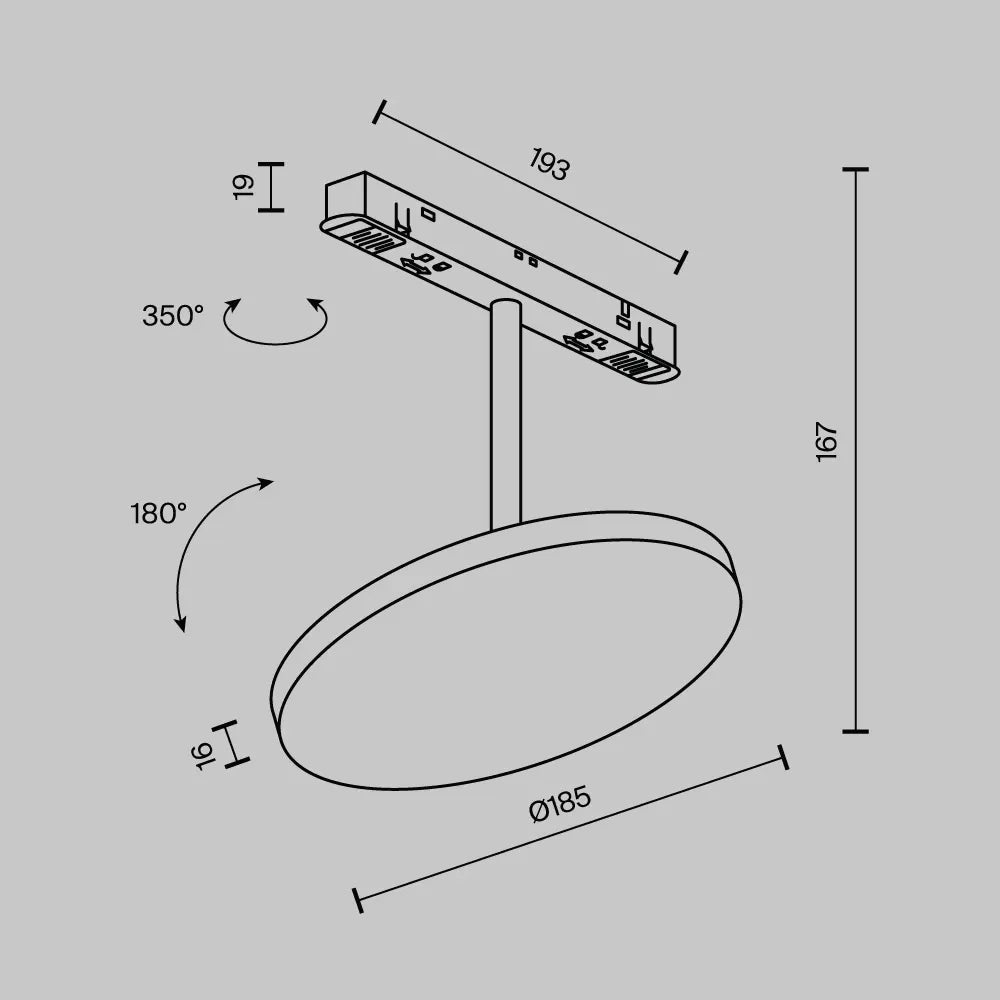 Spot pentru sina Exility din Aluminiu Negru H16.7xL19.3cm 15W 712lm 3000k Plato