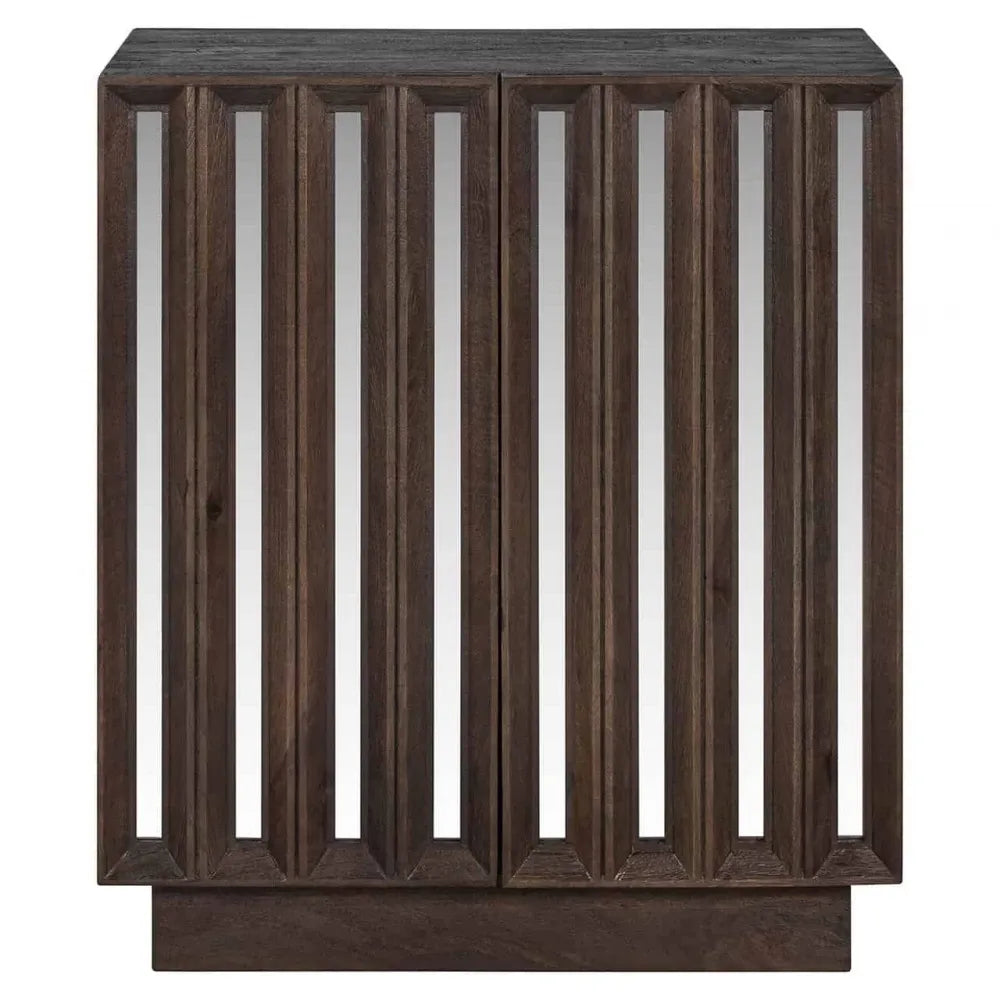 Comoda 2 usi cu insertii de oglinda din Lemn de mango Maro L80xH91.5cm Bryant Richmond Interiors