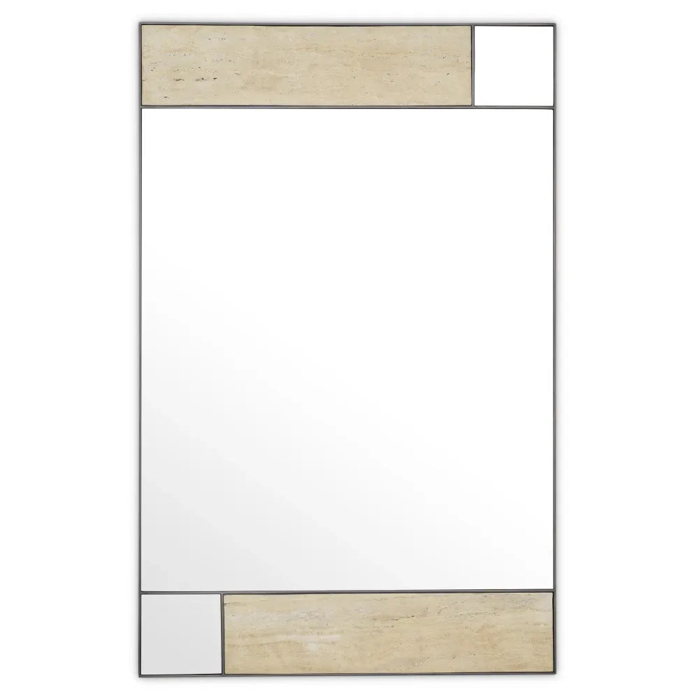 Oglinda cu rama din Metal/Travertin Bronz/Bej L90xH140cm Cosimo Eichholtz