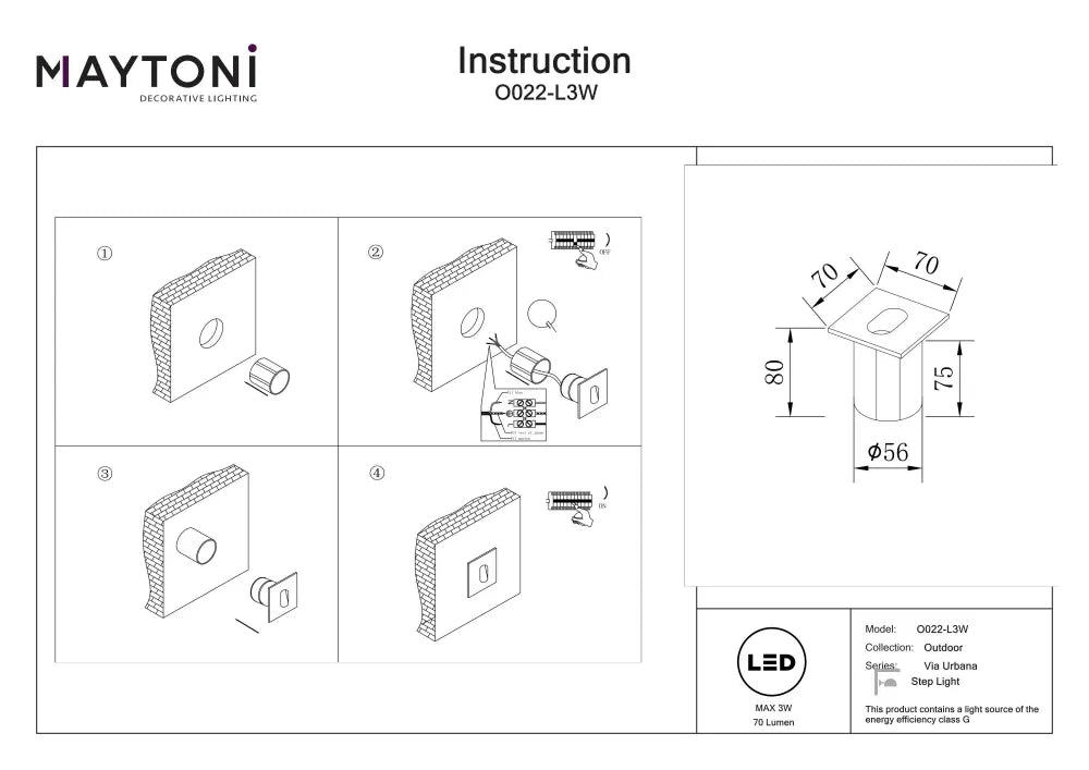 Spot incastra din Aluminiu Alb L7xH7cm Via Urbana