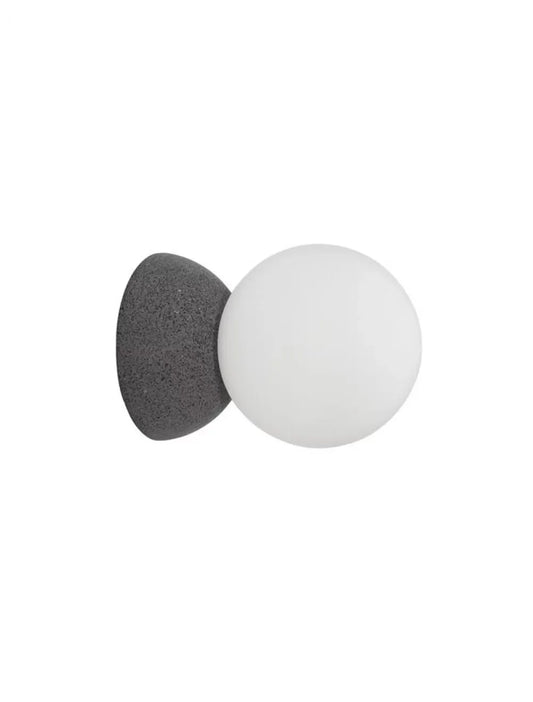 Aplica de perete structura din Beton Gri si abajur din Sticla Alb H10xL10cm IP20 ZERO