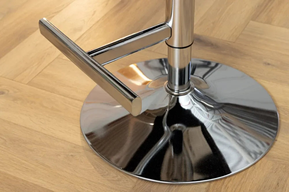 Set 2 scaune de bar din Otel inoxidabil Argintiu si Catifea Gri H108-130xL50cm Castle