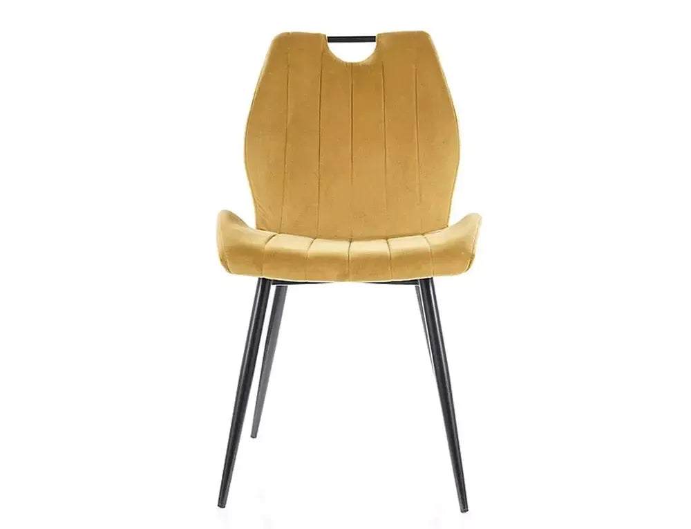 Scaun tapitat cu Catifea Galben cu picioare din Metal Negru H91xL51xA46cm Arco