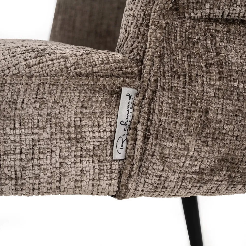Scaun tapitat cu Chenille Maro cu picioare din Metal Negru H83xL63xA63cm Stella Richmond Interiors