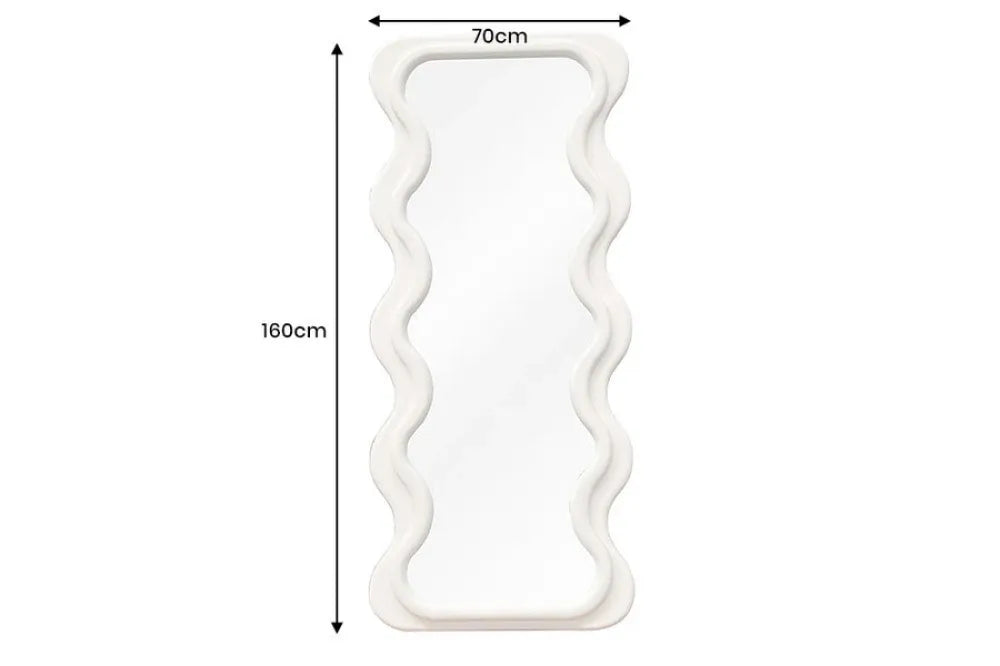 Oglinda cu rama din Poliuretan/MDF Alb H160xL70cm Curvy