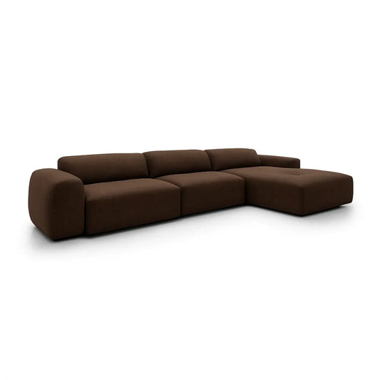 Coltar Loran fix in forma de L din catifea Vogue maro L364×180×H65 cm