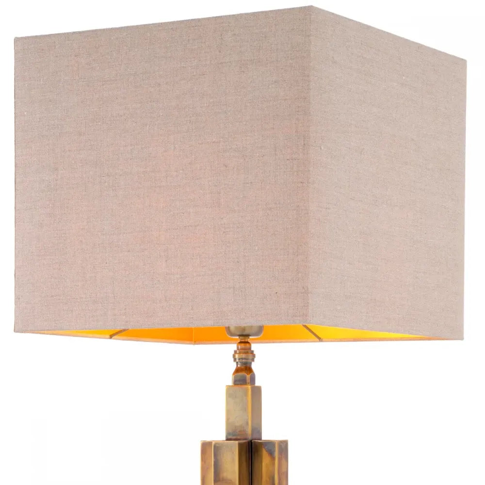 Veioza din Metal/Granit Alama/Negru si Textil Bej H110xL35cm Ellis Eichholtz