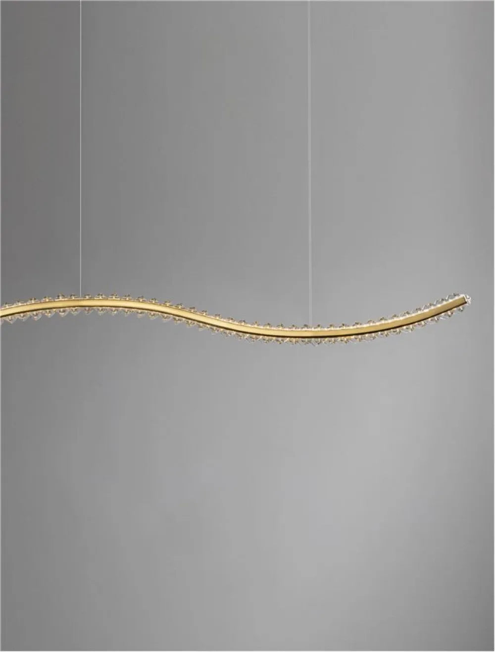 Lustra structura din Metal Auriu si abajur din Cristal Transparent H150xL100cm IP20 43W 3351lm 3500k AURELIA
