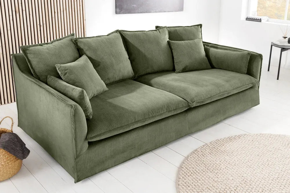 Canapea tapitata cu Catifea raiata Verde L202cm HEAVEN
